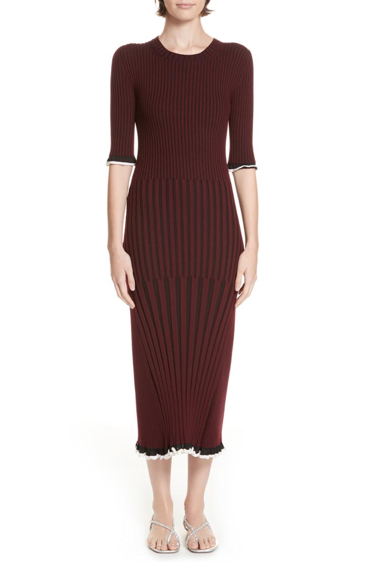Women's Rosetta Getty Mixed Rib Body-con Dress - Burgundy