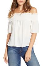 Women's 7 For All Mankind Off The Shoulder Smocked Silk Top - White