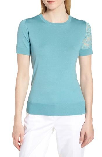 Women's Lewit Single Lace Sleeve Wool Silk Sweater - Yellow