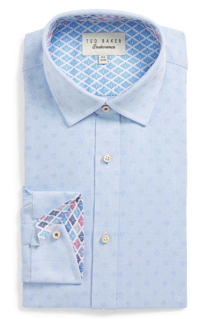 Men's Ted Baker London Racking Trim Fit Dot Dress Shirt