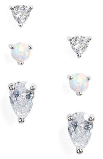 Women's Nordstrom Set Of 3 Opal Geo Stud Earrings