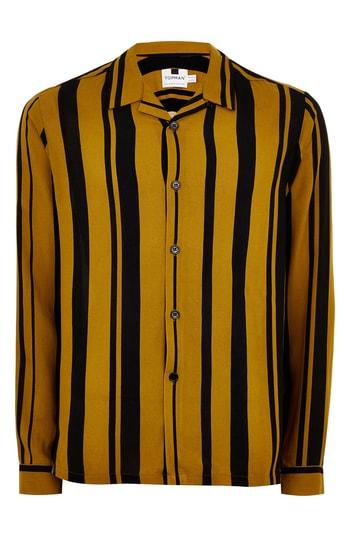 Men's Topman Tapenade Stripe Shirt - Yellow
