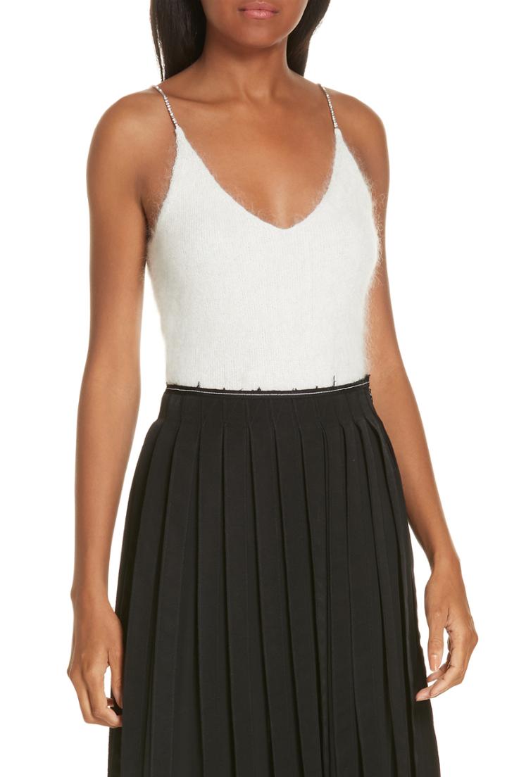 Women's 3.1 Phillip Lim Rhinestone Strap Brushed Mohair Tank - White