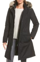 Women's Barbour Linton Hooded Waterproof Jacket With Faux Fur Trim Us / 10 Uk - Black