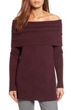 Petite Women's Halogen Cashmere Off The Shoulder Sweater P - Burgundy