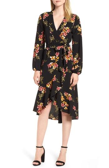 Petite Women's Bobeau Faux Wrap Dress P - Black