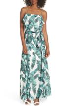 Women's Chelsea28 Palm Leaf Ruffle Maxi Dress - Green