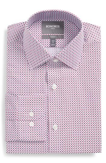 Men's Bonobos Easton Slim Fit Geometric Print Dress Shirt .5 32 - Pink