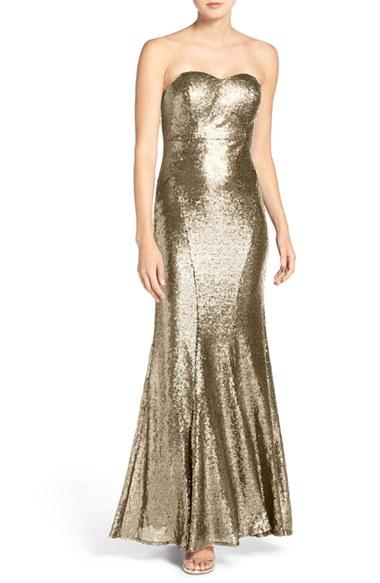 Women's Lulus Strapless Sequin Mermaid Gown - Pink