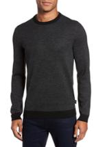 Men's Ted Baker London Cinamon Interest Stitch Crewneck Sweater (l) - Black