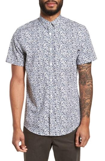 Men's Calibrate Print Welt Pocket Sport Shirt - White