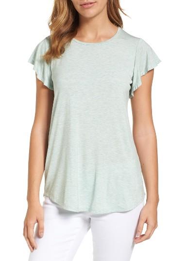 Women's Bobeau Flutter Sleeve Tee - Green