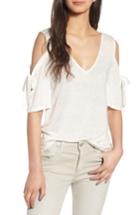 Women's Hinge Bow Cold Shoulder Tee - Ivory