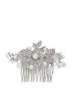 Nina Ladee Crystal & Imitation Pearl Floral Comb, Size - Metallic