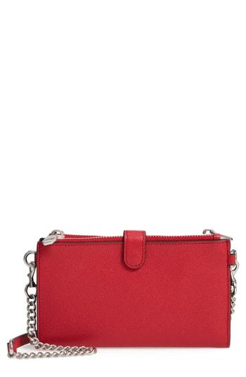 Rebecca Minkoff Bifold Leather Crossbody Wallet - Red