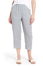 Women's Eileen Fisher Crop Straight Leg Linen Pants, Size - Blue