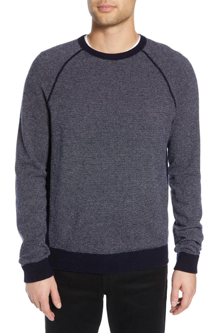 Men's Vince Birdseye Raglan Wool & Cashmere Sweater - Blue