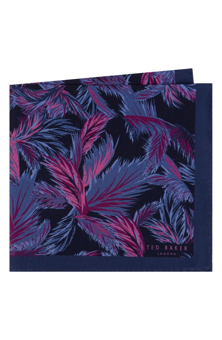 Men's Ted Baker London Print Silk Pocket Square, Size - Pink