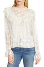 Women's Ulla Johnson Lucien Embroidered Tulle Blouse