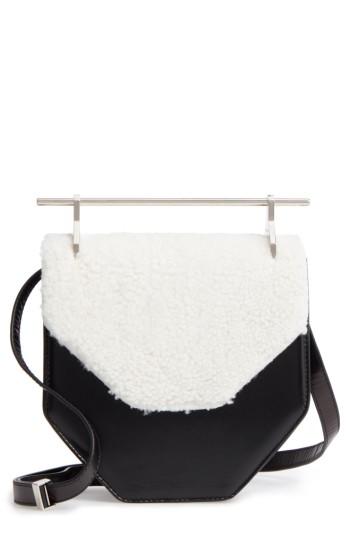 M2malletier Amor Fati Leather & Genuine Shearling Shoulder Bag - Black