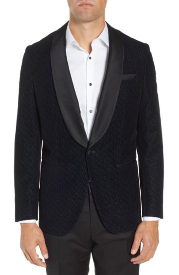Men's Boss Hockley Slim Fit Herringbone Wool Blend Dinner Jacket S - Blue