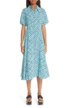 Women's Michael Kors Madras Silk Crepe De Chine Midi Dress - Green