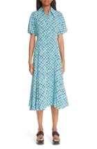 Women's Michael Kors Madras Silk Crepe De Chine Midi Dress - Green