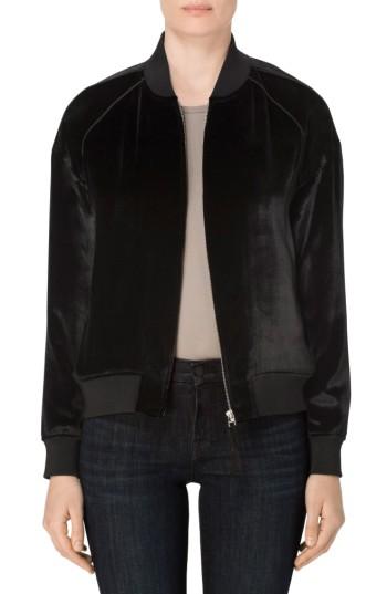 Women's J Brand Pace Velvet Bomber Jacket - Black