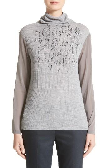 Women's Fabiana Filippi Sequin Wool Turtleneck Us / 48 It - Grey