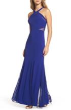Women's Morgan & Co. Mesh Inset Knit Mermaid Gown /6 - Blue