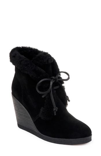 Women's Splendid Catalina Faux-shearling Wedge Bootie .5 M - Black