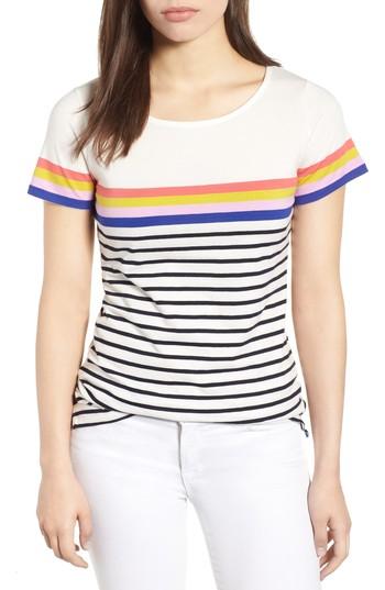 Women's Boden Breton Short Sleeve Stripe Cotton Top - Ivory