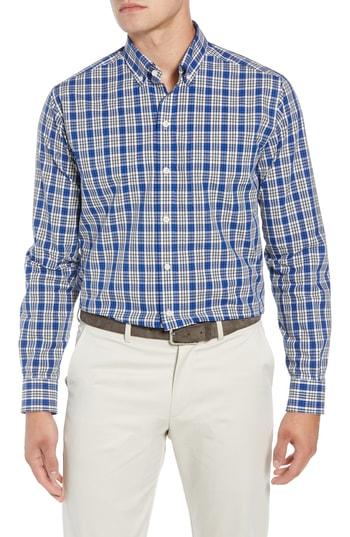 Men's Cutter & Buck Harris Regular Fit Non-iron Plaid Sport Shirt - Blue