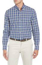 Men's Cutter & Buck Harris Regular Fit Non-iron Plaid Sport Shirt - Blue
