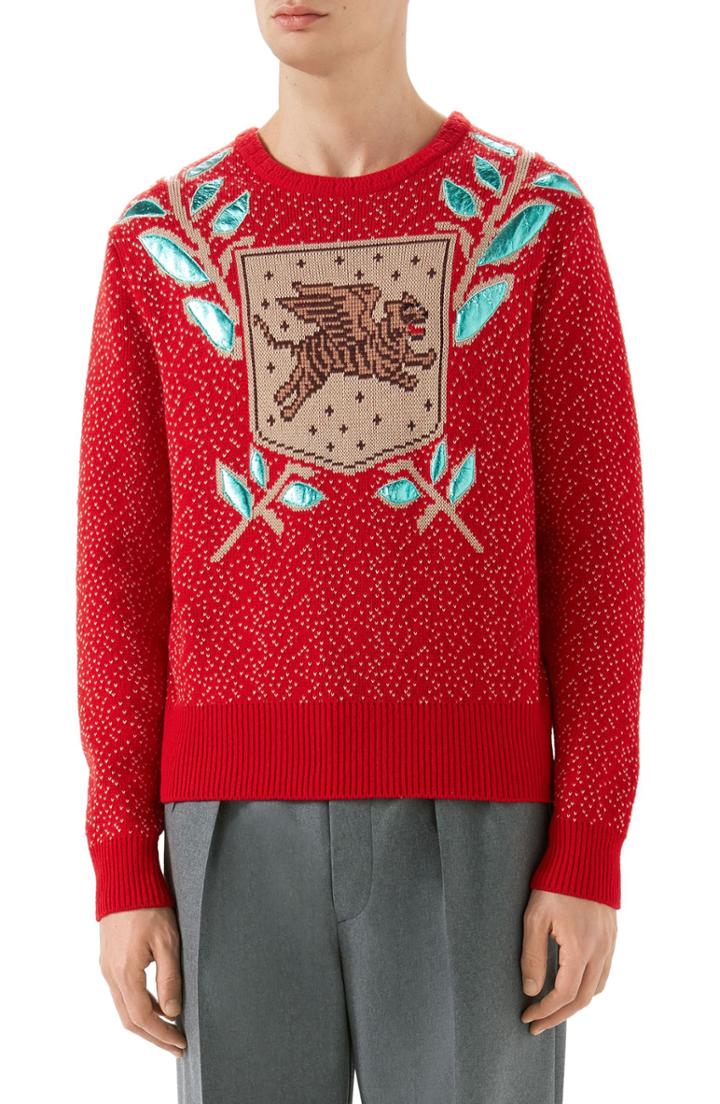 Men's Gucci Jacquard Wool Blend Sweater