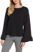 Women's Halogen Ruffle Cuff Knit Top - Black