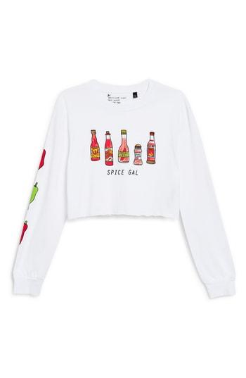 Women's Topshop By Tee & Cake Spice Gal Crop Tee - White