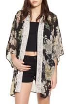Women's Band Of Gypsies Floral Print Kimono - Black