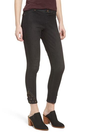Women's Zeza B High Waist Embellished Denim Skimmer Leggings - Black