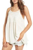 Women's Sun & Shadow Crochet Trim Racerback Tank - Ivory