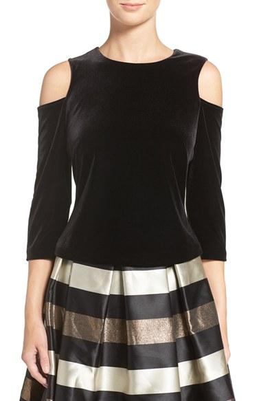 Women's Eliza J Cold Shoulder Velvet Top