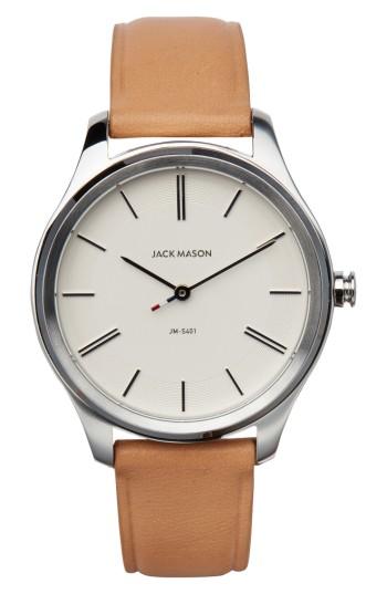 Women's Jack Mason Slim Leather Strap Watch, 38mm