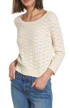 Women's Hinge Pointelle Crop Sweater, Size - Ivory