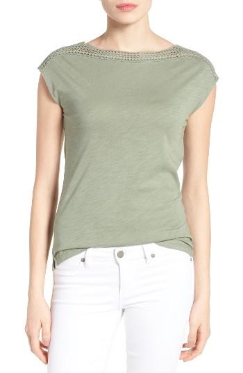 Women's Caslon Lace Shoulder Tee - Green
