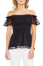 Women's Vince Camuto Smocked Eyelet Top, Size - Black
