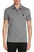 Men's Versace Collection Geometric Print Polo - White