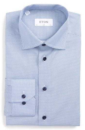 Men's Eton Slim Fit Microprint Dress Shirt .5 - Blue