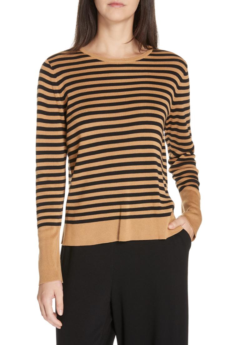 Women's Eileen Fisher Tencel Lyocell & Silk Sweater, Size - Brown