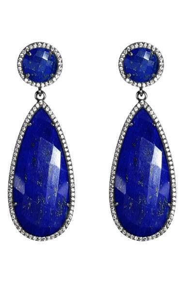 Women's Susan Hanover Semiprecious Stone Double Drop Earrings