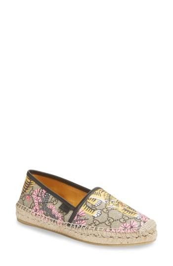Women's Gucci Pilar Espadrille Tiger Print Flat .5us / 38.5eu - Beige